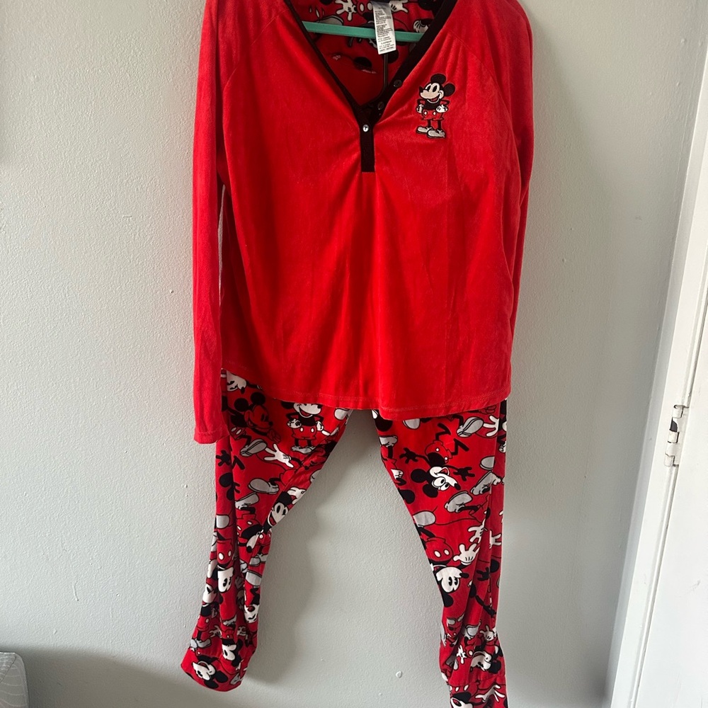Disney Red Hooded Pajama Set with Patterned Pants